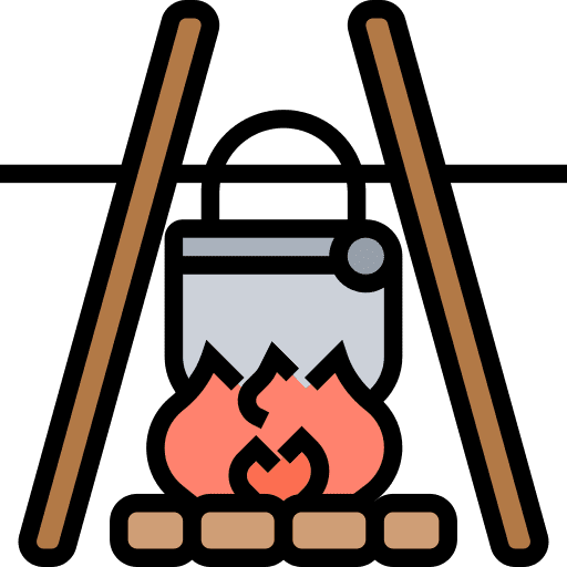 Campfire burn pot cooking icon