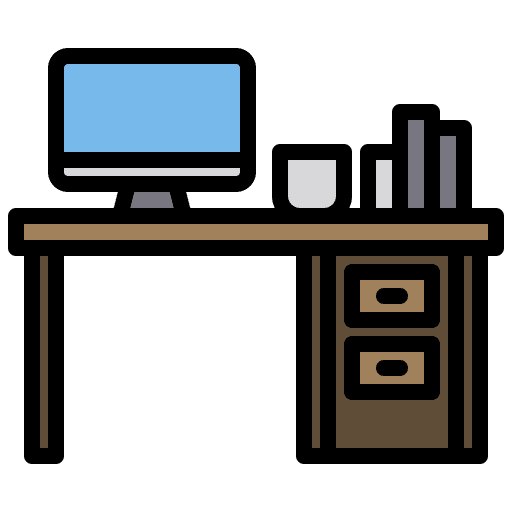 Desk computer furniture office icon Desk computer furniture office icon