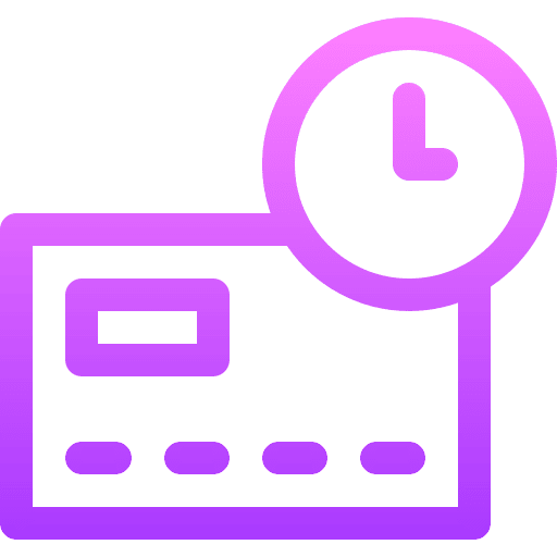 Credit card transaction time clock icon Credit card transaction time clock icon