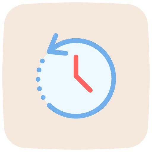 Clock time and date history counterclockwise icon