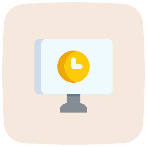 Desktop monitor computer time and date icon Desktop monitor computer time and date icon