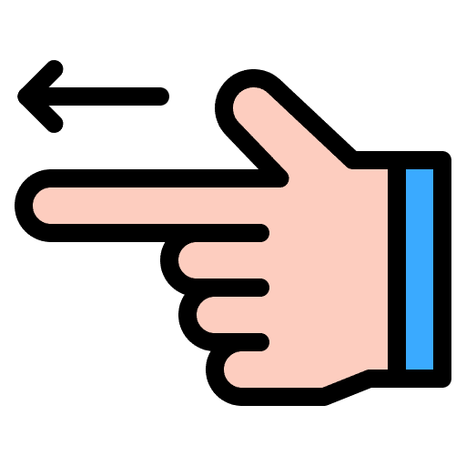 Drag arrow left sign pointing hand icon