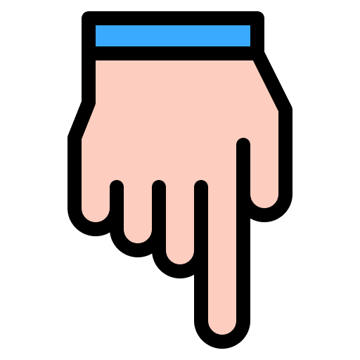 Pointing hand hand gesture index down icon