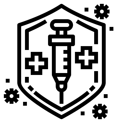 Protected medicine vaccine syringe icon
