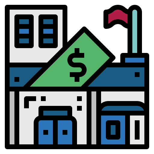 Bank banking architecture and city money icon