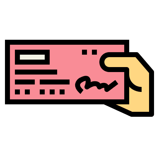 Check hand business and finance donation icon