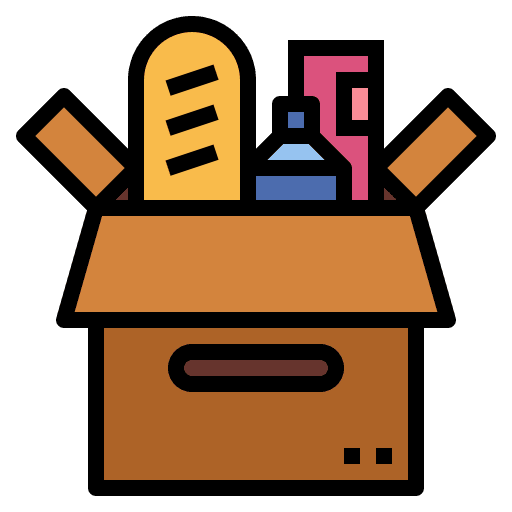 Food donation box charity bread icon