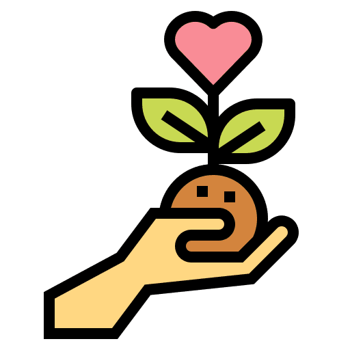 Ecological hand plant heart icon Ecological hand plant heart icon