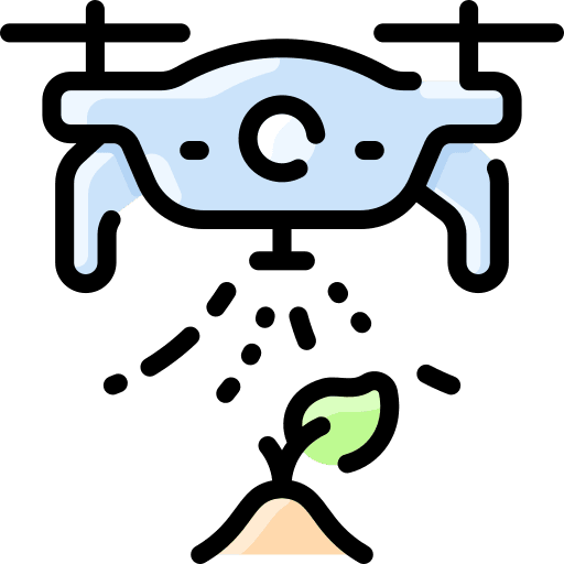 Drone technology drone farming and gardening icon