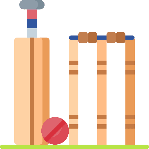 Cricket ball team sports bat icon