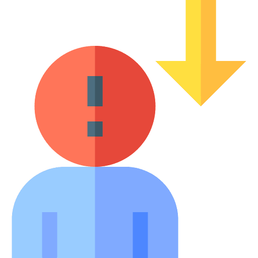Human error down arrow alert business and finance icon