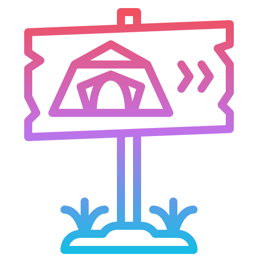 Signpost outdoors signaling tent icon Signpost outdoors signaling tent icon