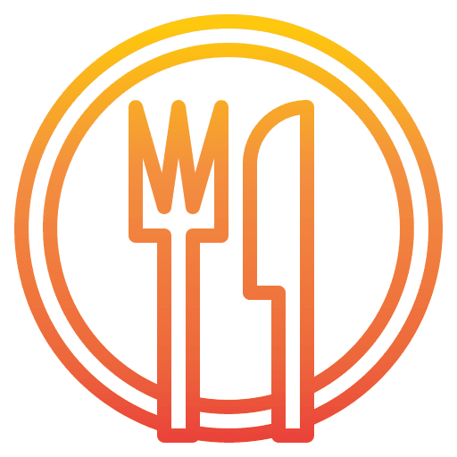Dish plate food and restaurant fork icon