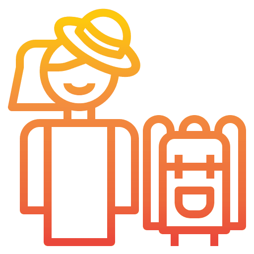 Woman backpacker user backpack icon Woman backpacker user backpack icon