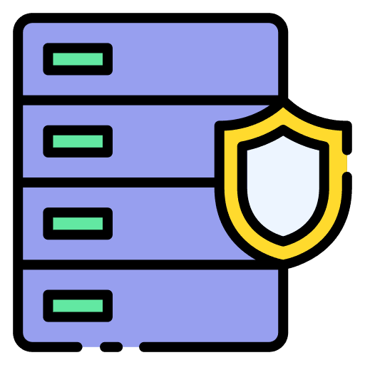 Data protection shield folder data management icon Data protection shield folder data management icon