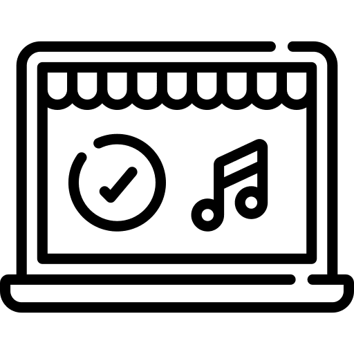 Online shopping computer musical note online shopping icon Online shopping computer musical note online shopping icon