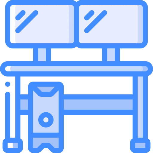 Desk pc tower desk setup icon