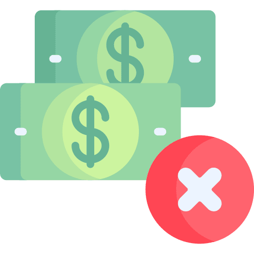 Money banknote rejected bank icon