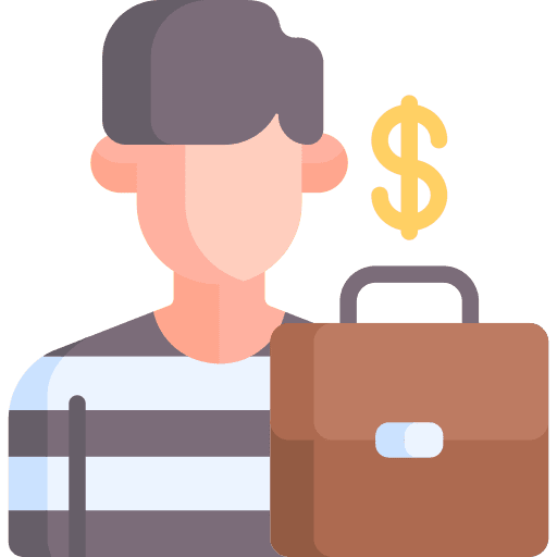 Corruption thief business and finance suitcase icon