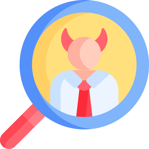 Devil magnifier corruption magnifying glass icon