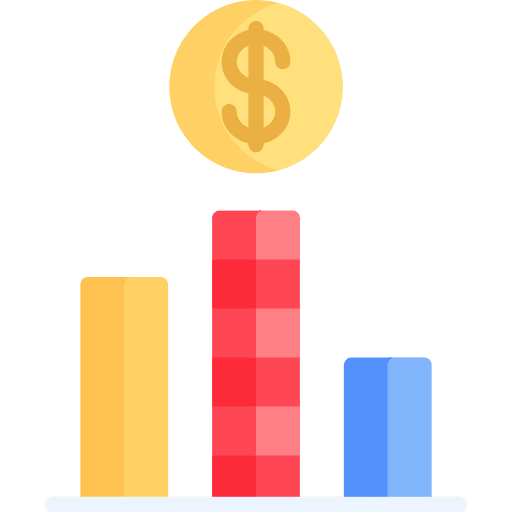 Bar chart growth dollar graphic icon