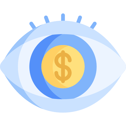 Eye business and finance view money icon