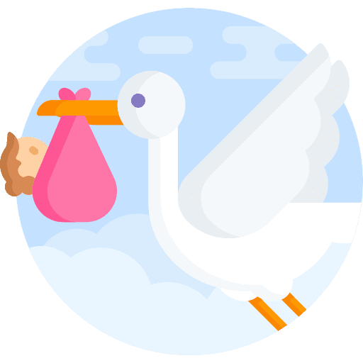 Stork girl stork kid and baby icon Stork girl stork kid and baby icon