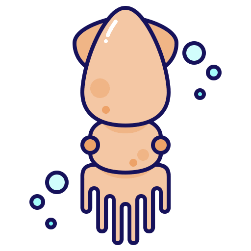 Squid food and restaurant sea life animal icon