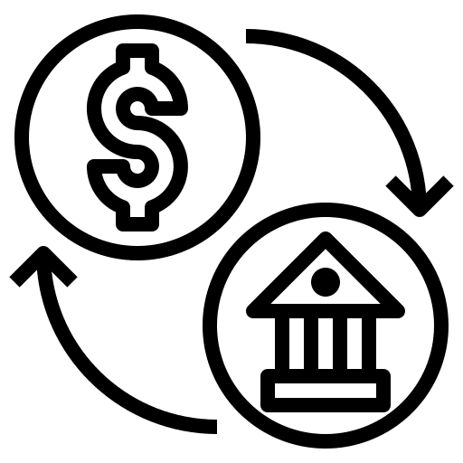 Exchange sending deposit bank transfer icon