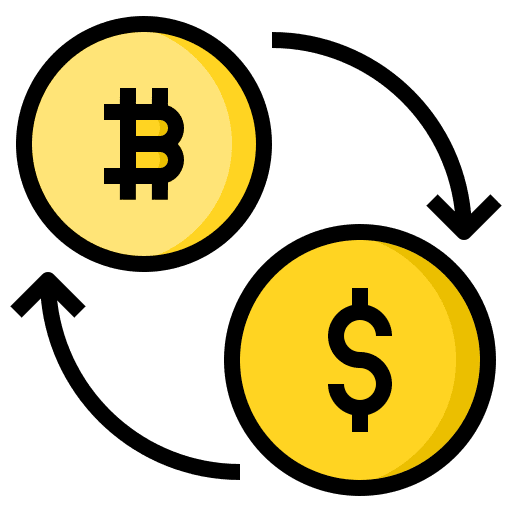 Exchange cryptocurrency business and finance coins icon
