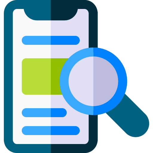 Mobile phone electronics magnifying glass technology icon