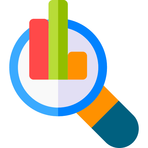 Statistics graphic statistics loupe icon Statistics graphic statistics loupe icon