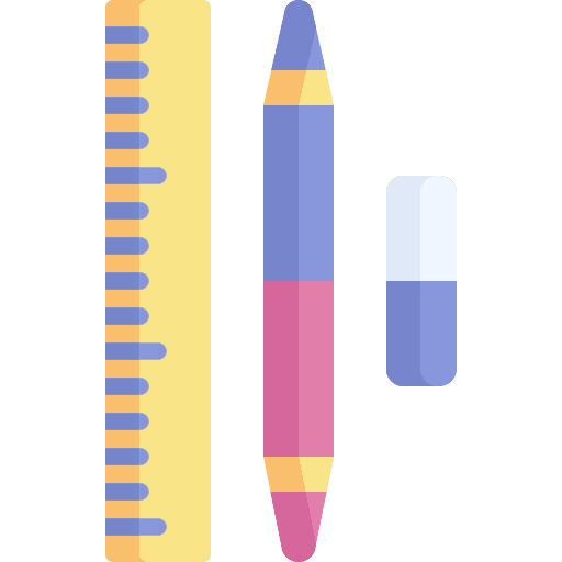 Ruler stationery eraser drawing tools icon Ruler stationery eraser drawing tools icon