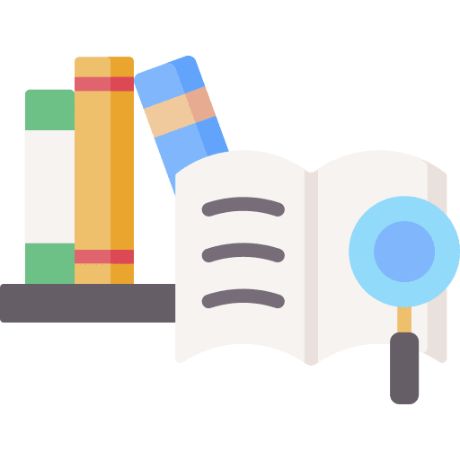 Library study literature magnifier icon Library study literature magnifier icon