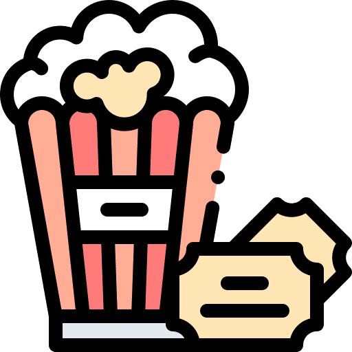 Popcorn snack ticket movie icon