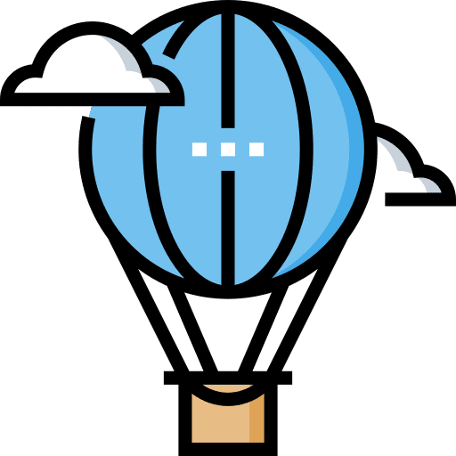 Hot air balloon flight adventure travel icon