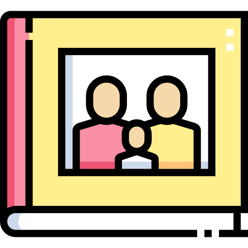 Photo album memories pictures baby book icon