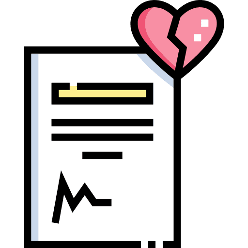 Divorce broken heart divorce document icon