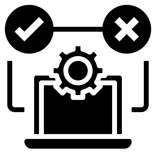 Testing development business and finance cross icon