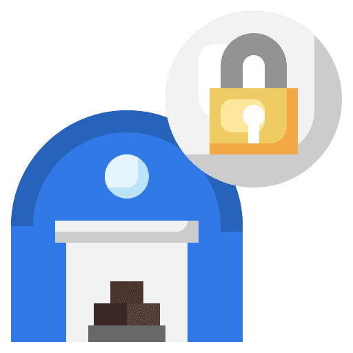Lock stock warehouse logistics icon