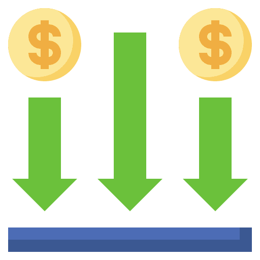 Arrow arrow cash loss icon