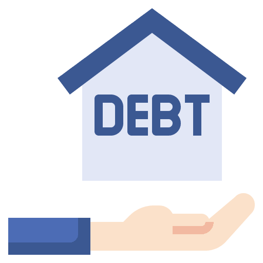 Debt house debt home icon