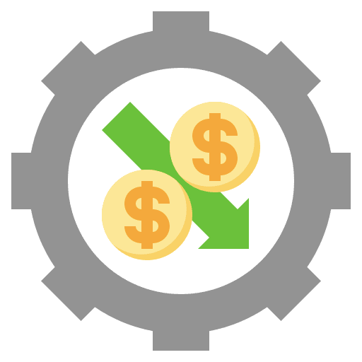 Gear drop down money icon