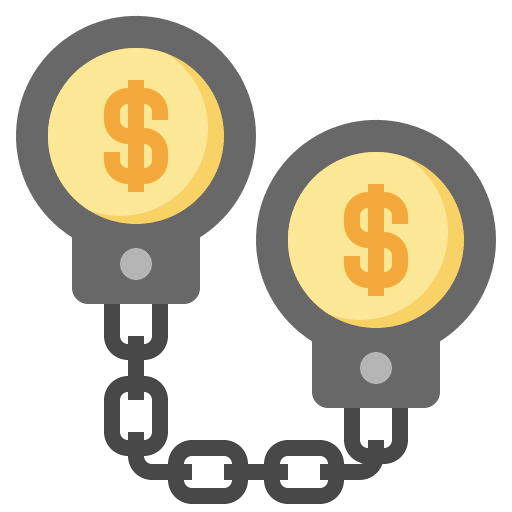 Handcuff coin bankrupt dollar icon