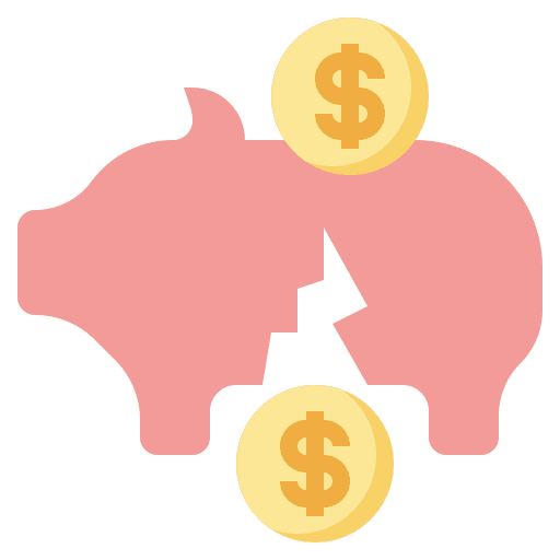 Piggy bank business and finance money broken icon