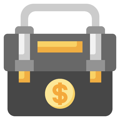 Briefcase money coin safety icon