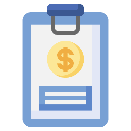 Clipboard file sale cash icon
