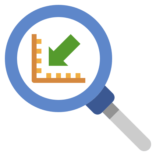 Search drop graph sign icon