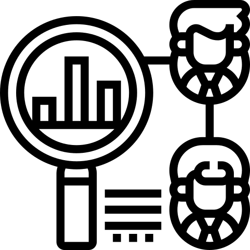 Benchmark search magnifying glass data analytics icon Benchmark search magnifying glass data analytics icon