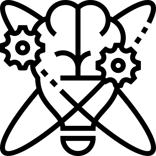 Innovation marketing brain light bulb icon Innovation marketing brain light bulb icon